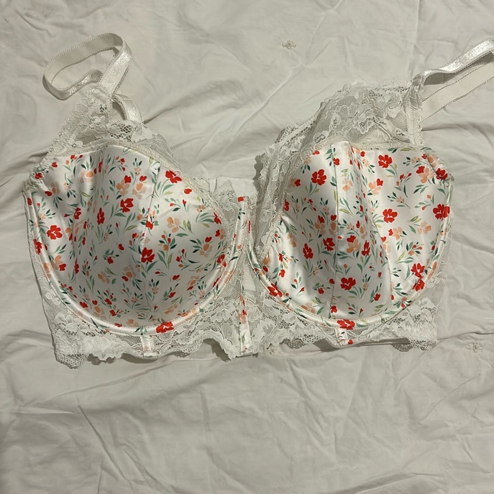 NEW Adore Me Underwire Corsette White Floral Lace Full Bra size 38H